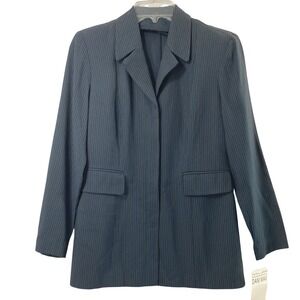 Lois Snyder Dani Max Blazer Women 6P Pinstripe Gray Blue Tan  Office Corp Jacket